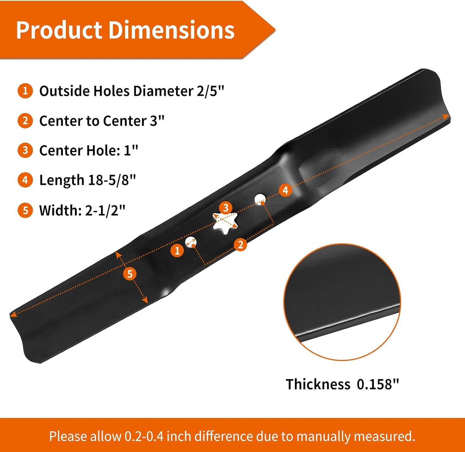 942-05056A Mower Blades Fit for Zero Turn 54" Deck - 742-05056 Medium Lift Blade Compatible with Cub Cad et RZT-L54 XT1 XT2, Troy-Bilt Lawn Tractor, Craftsman 247 Riding Mower - Image 2