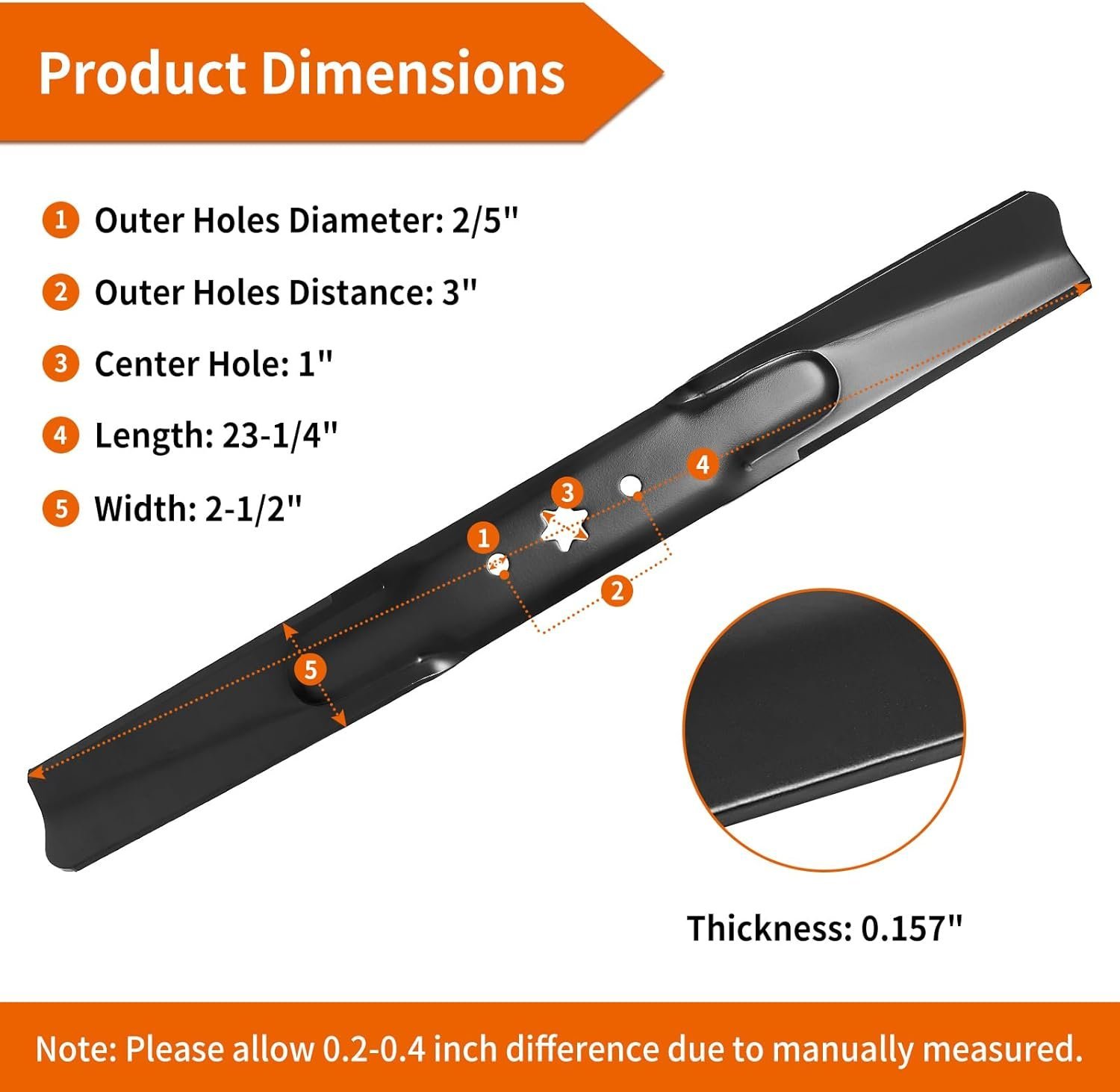 942-04244A Mower Blades Fit for Cub-Cadet 46" Deck, 942-04290 High Lift Blades for Cub Cad et XT1 XT2 LTX1045 1046 Tractor, Craftsman T240 LT2000, Troy Bilt Horse XP Riding Mower, 2 Pack - Image 2