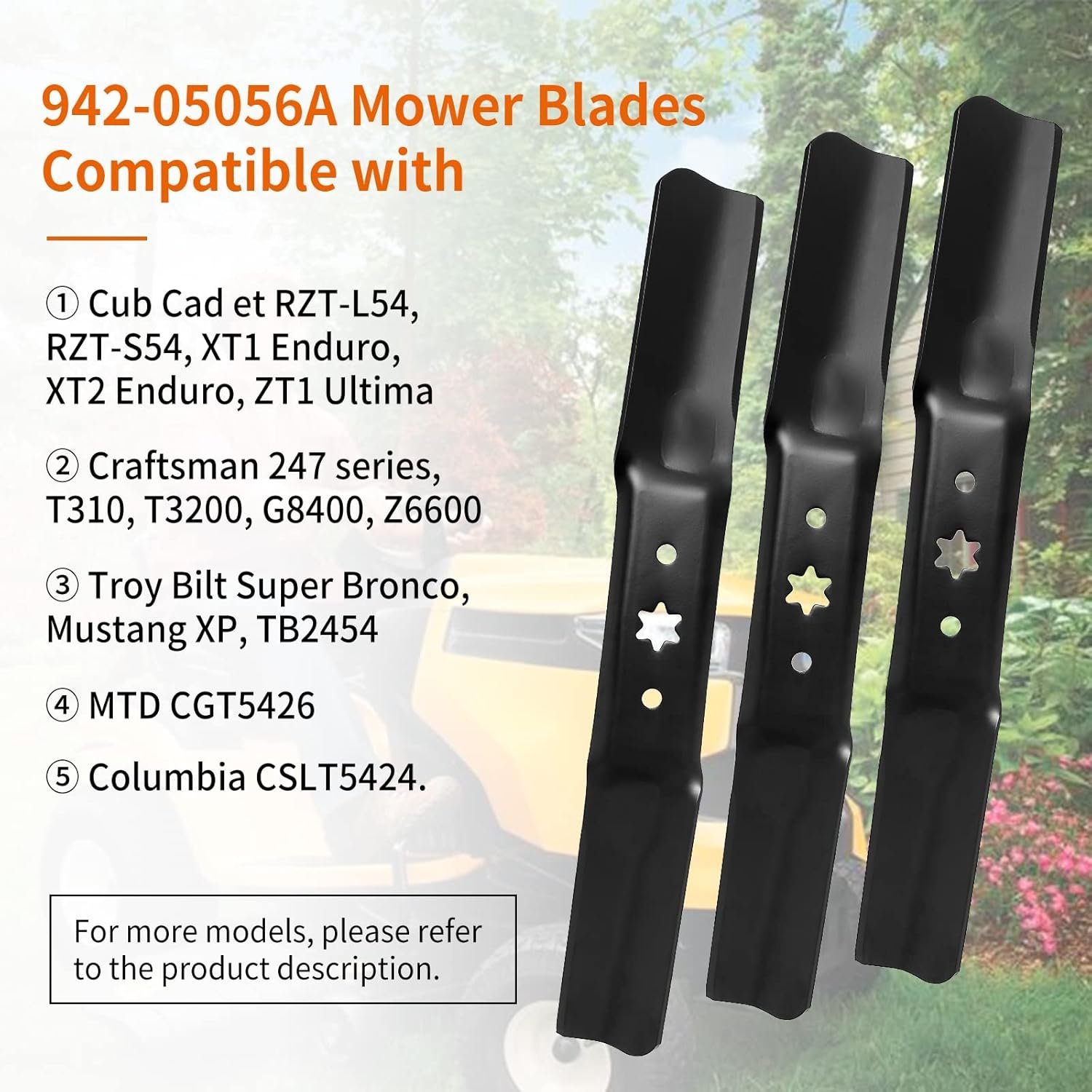 942-05056A Mower Blades Fit for Zero Turn 54" Deck - 742-05056 Medium Lift Blade Compatible with Cub Cad et RZT-L54 XT1 XT2, Troy-Bilt Lawn Tractor, Craftsman 247 Riding Mower - Image 6